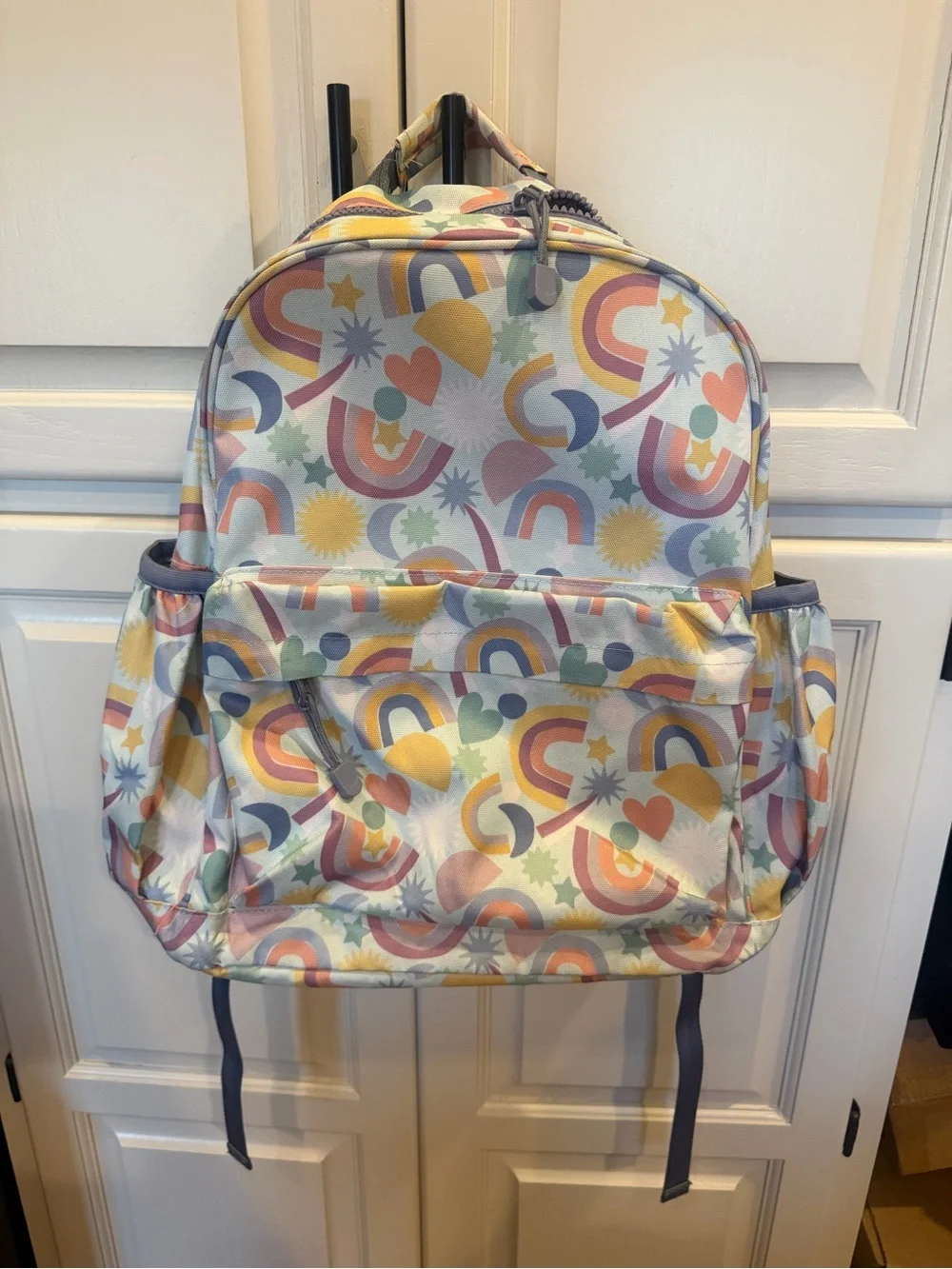 Crate&Barrel Pastel Rainbow Kids Backpack - Lavender, Pink, Yellow, Aqua